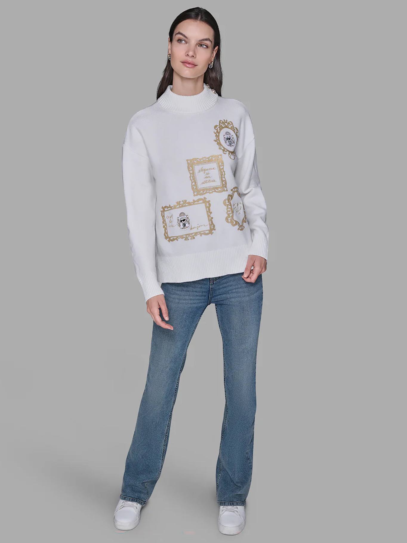 SWEATER CUELLO ALTO CON PARCHES DISTINTIVOS DE KARL LAGERFELD - 2