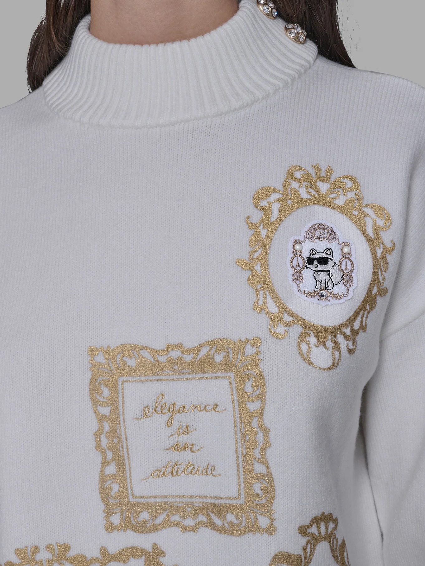 SWEATER CUELLO ALTO CON PARCHES DISTINTIVOS DE KARL LAGERFELD - 4