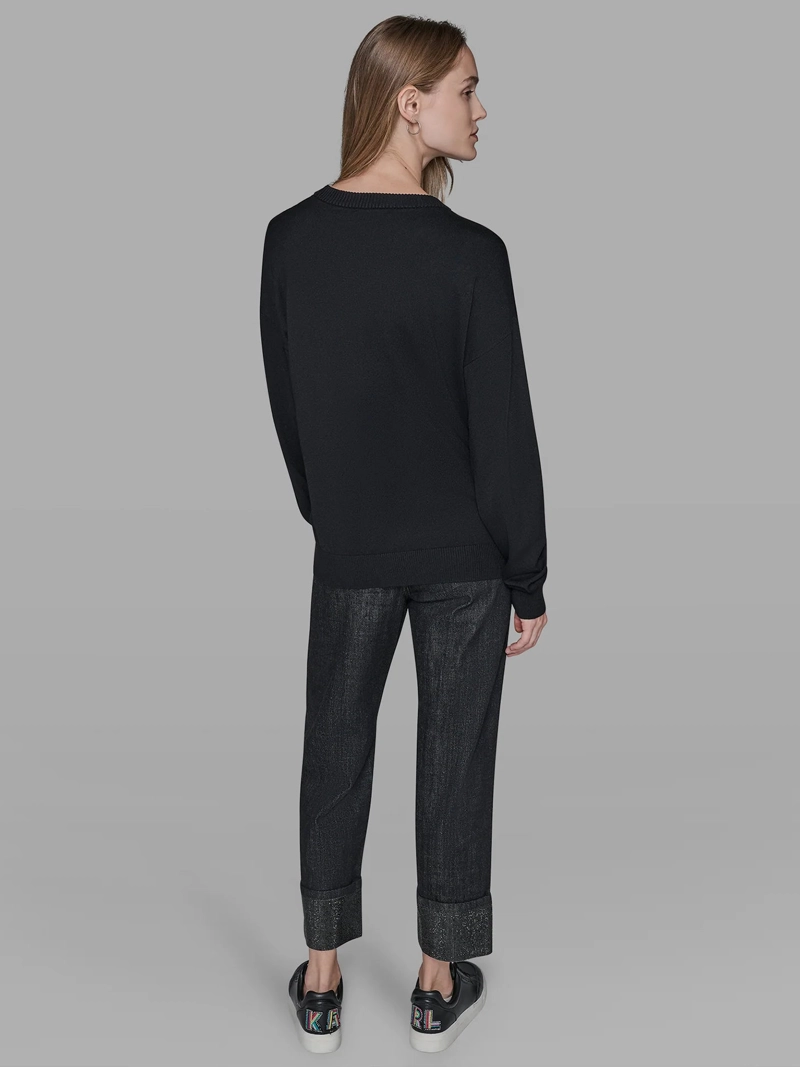 SWEATER CON DETALLES DE GRAFICOS DISTINTIVOS DE KARL EN PEDRERIA - 3