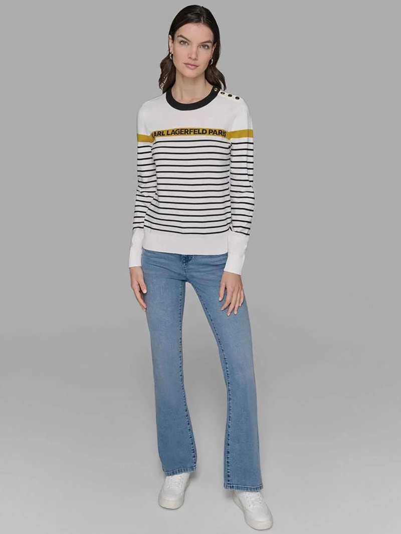 SWEATER A RAYAS CON BOTONES DECORATIVOS - 2