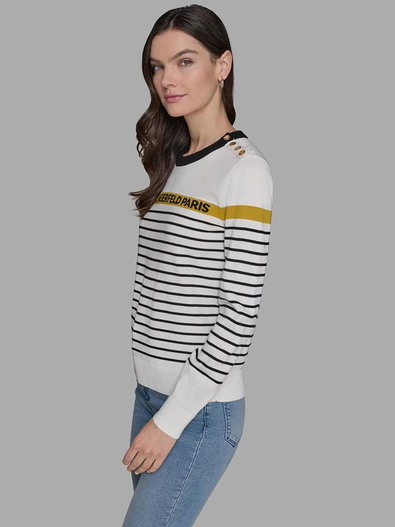 SWEATER A RAYAS CON BOTONES DECORATIVOS - 4