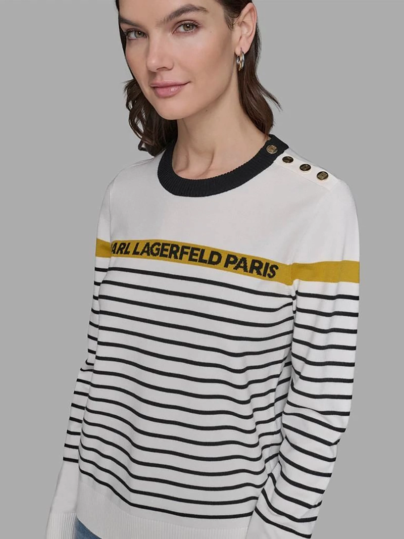 SWEATER A RAYAS CON BOTONES DECORATIVOS - 5