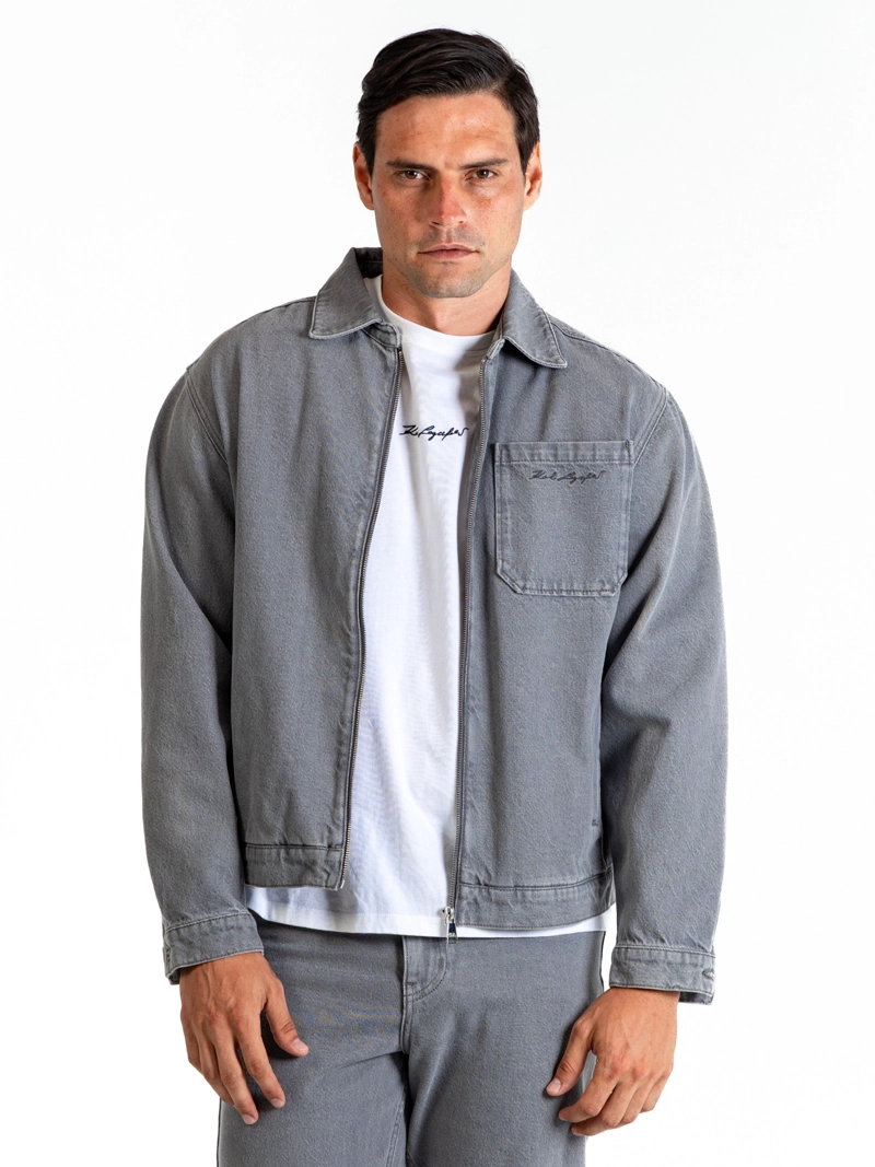 CHAQUETA DENIM CON BORDADO TRASERO CIRCULAR - 1