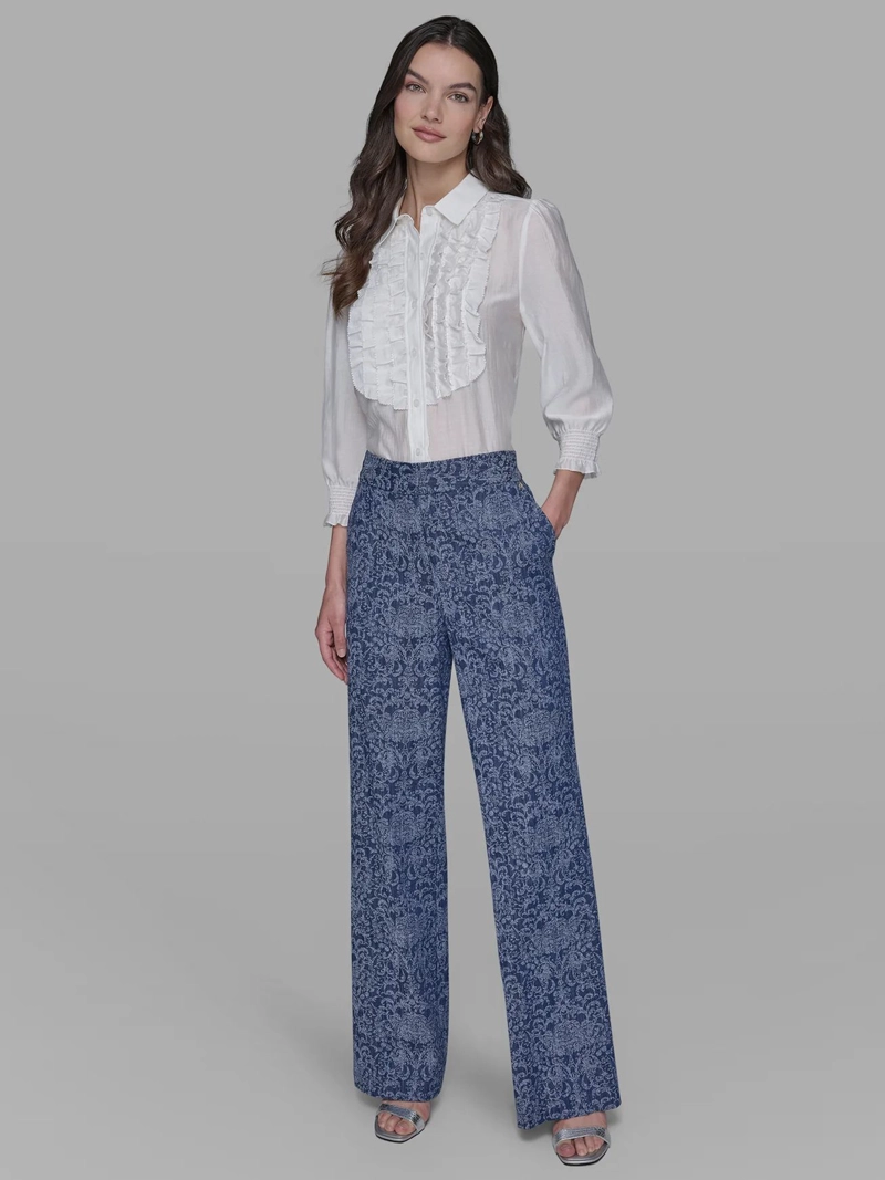 PANTALON DENIM FLARE CON ESTAMPADO BARROCO - 2