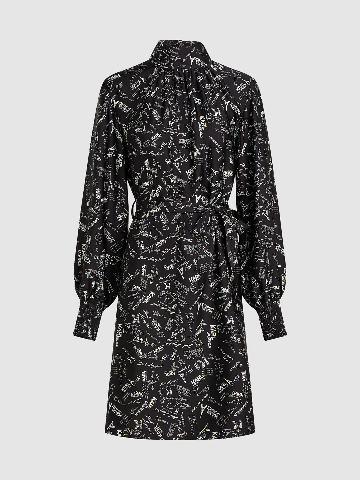 VESTIDO CON ESTAMPADO INTEGRAL DE PARIS Y CINTURON A JUEGO - 1