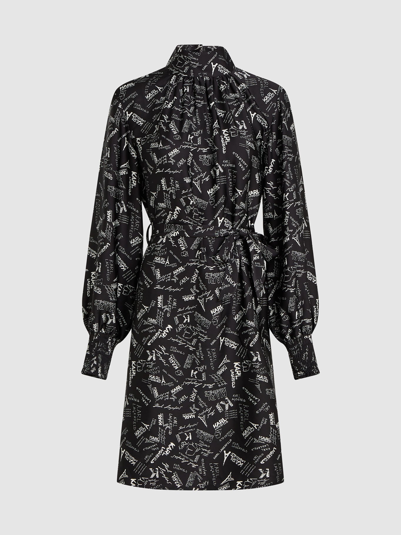 VESTIDO CON ESTAMPADO INTEGRAL DE PARIS Y CINTURON A JUEGO - 1