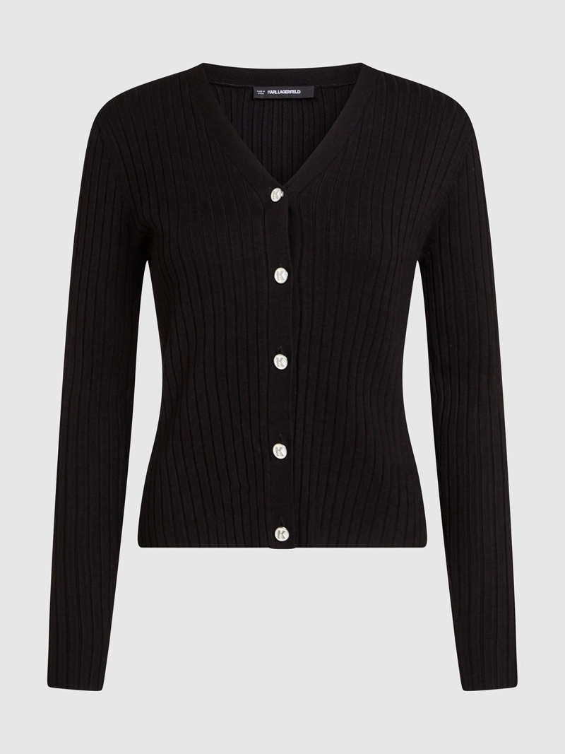 CARDIGAN DE PUNTO CON DISEÑO ACANALADO - 1