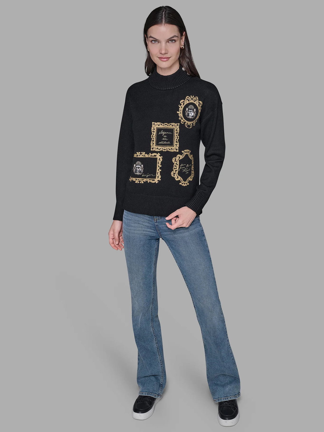 SWEATER CUELLO ALTO CON PARCHES DISTINTIVOS DE KARL LAGERFELD - 2