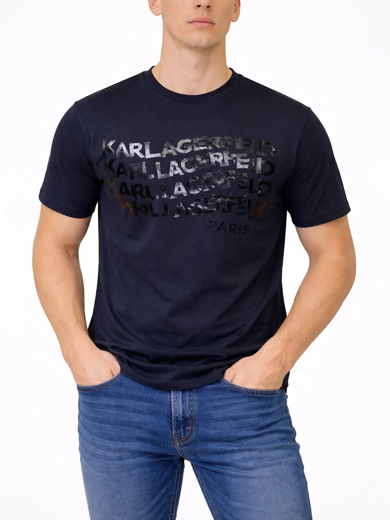 POLERA CON ESTAMPADO GRAFICO DE LOGO EN EFECTO OLA - 4