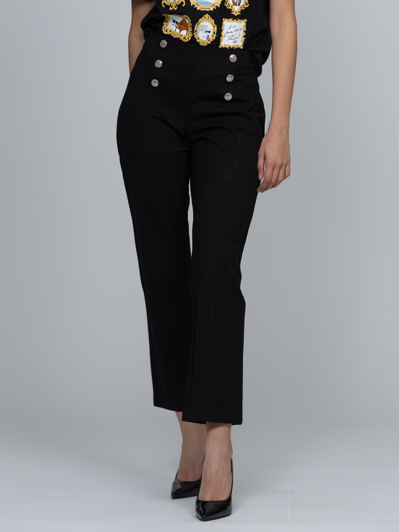 PANTALON CON DETALLE DE BOTONES DE CRISTAL - 1