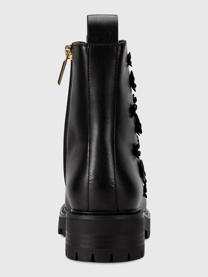 BOTAS COMBAT NEGRAS CON APLIQUES FLORALES - 2