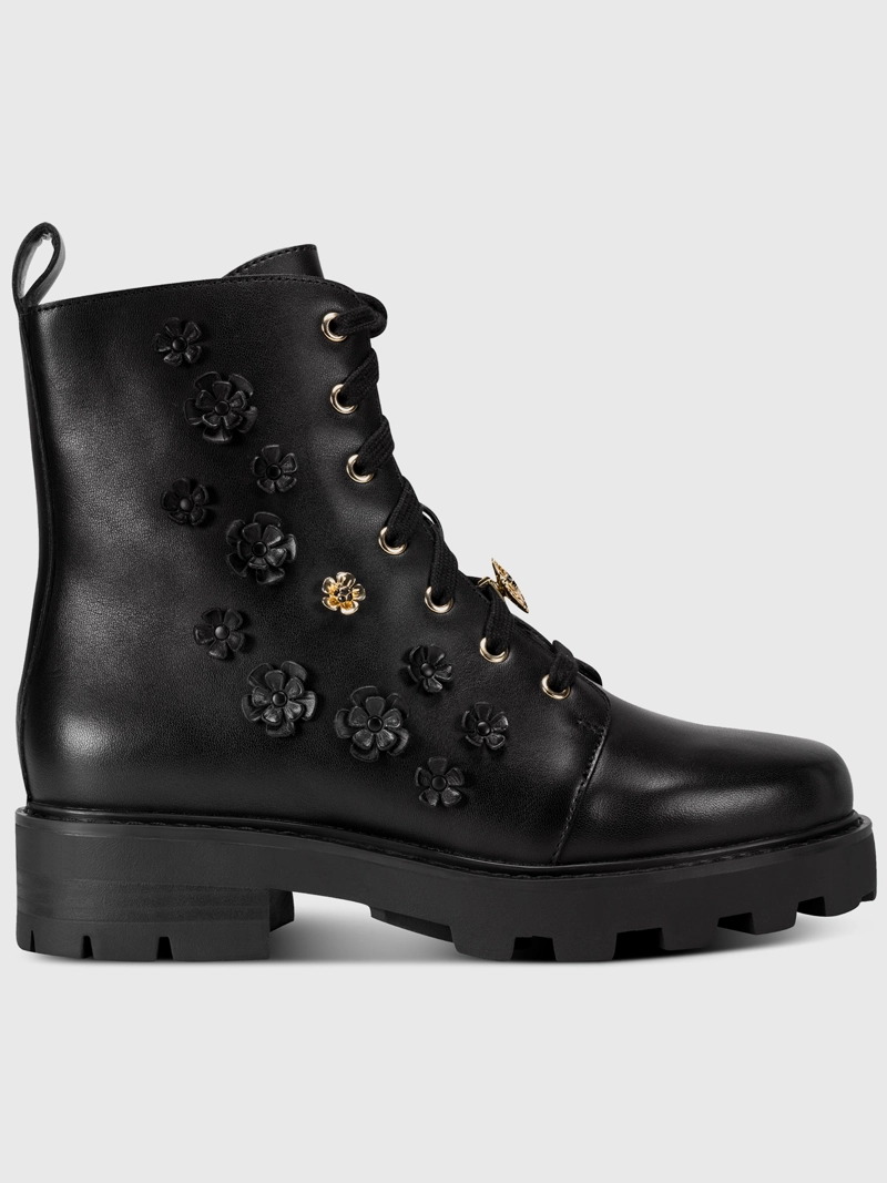BOTAS COMBAT NEGRAS CON APLIQUES FLORALES - 5