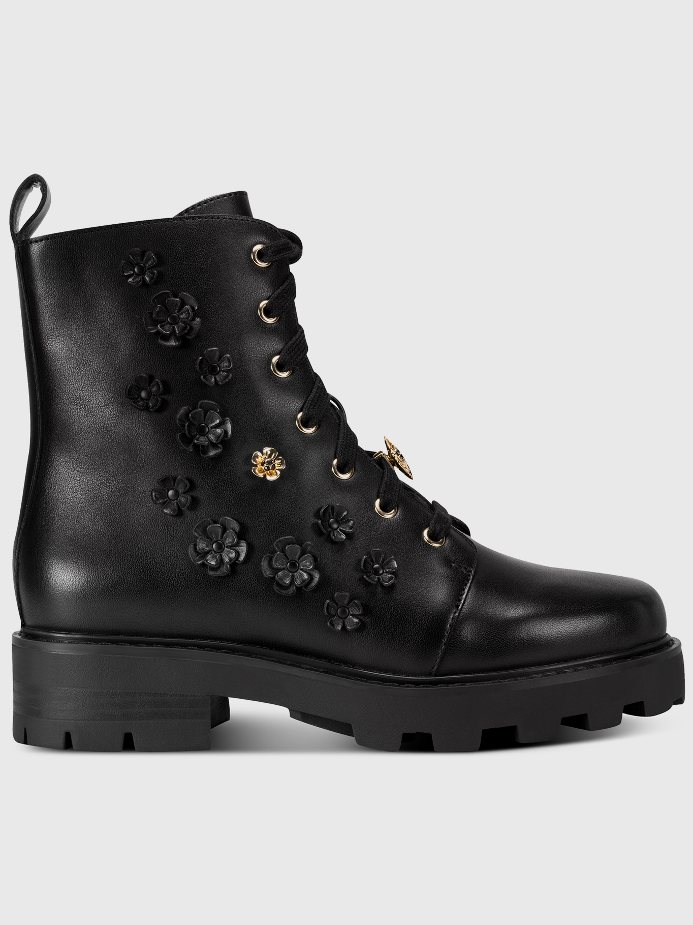 BOTAS COMBAT NEGRAS CON APLIQUES FLORALES - 5