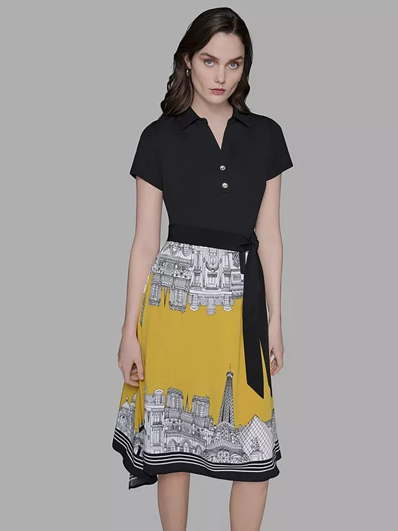 VESTIDO MIDI ESTAMPADO CON LAZADA - 1