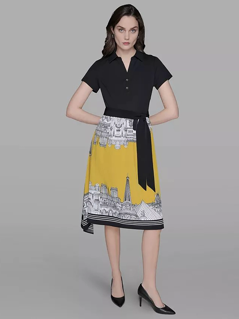 VESTIDO MIDI ESTAMPADO CON LAZADA - 2