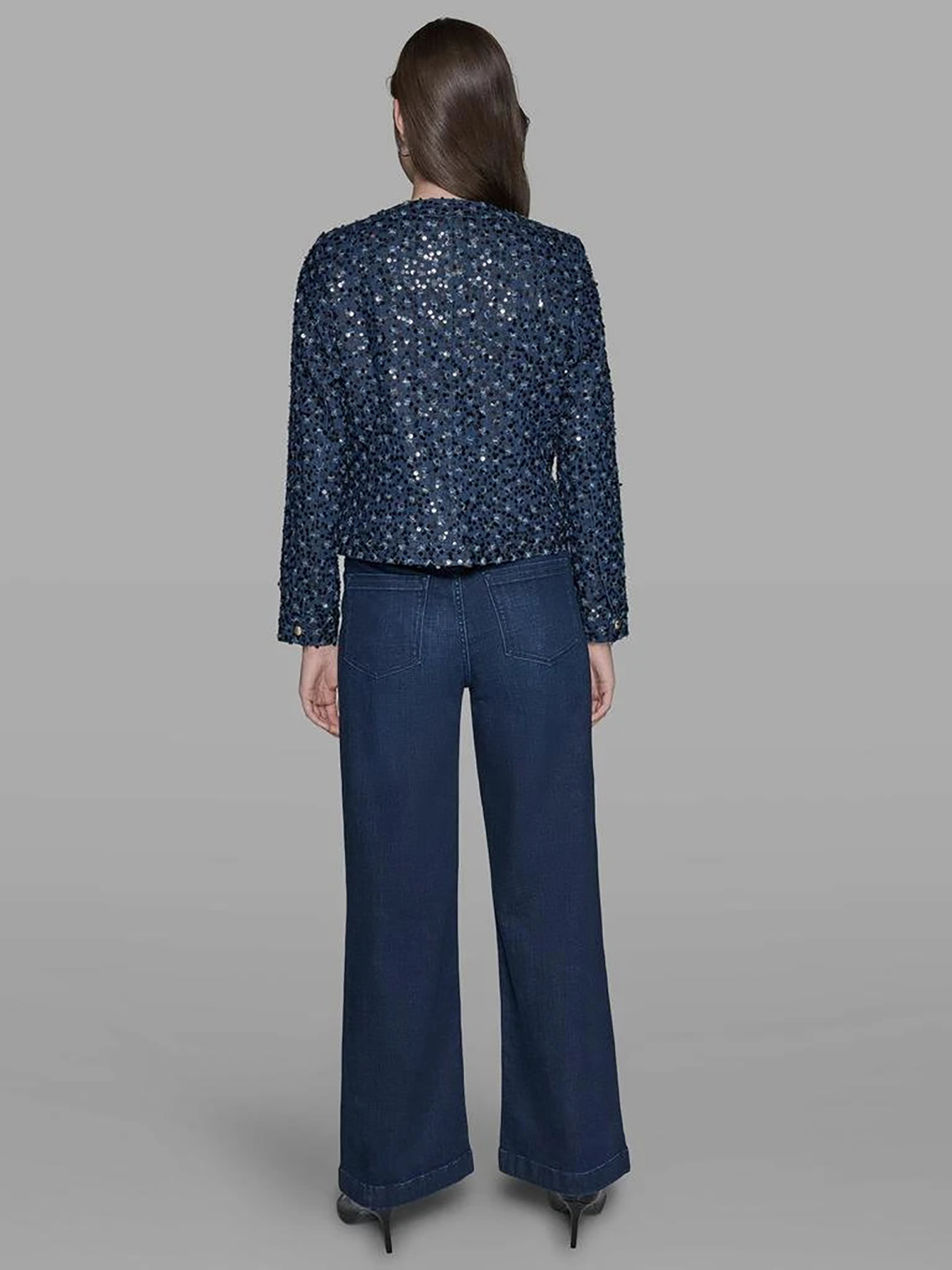 CHAQUETA DENIM CROPPED CON LENTEJUELAS - 3