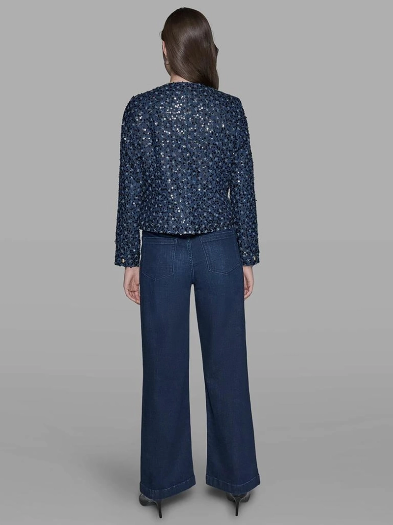 CHAQUETA DENIM CROPPED CON LENTEJUELAS - 3