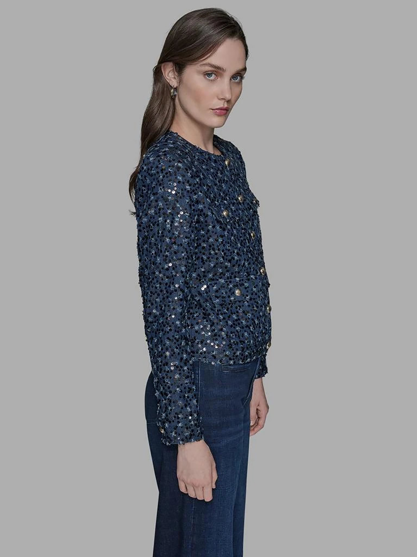 CHAQUETA DENIM CROPPED CON LENTEJUELAS - 4