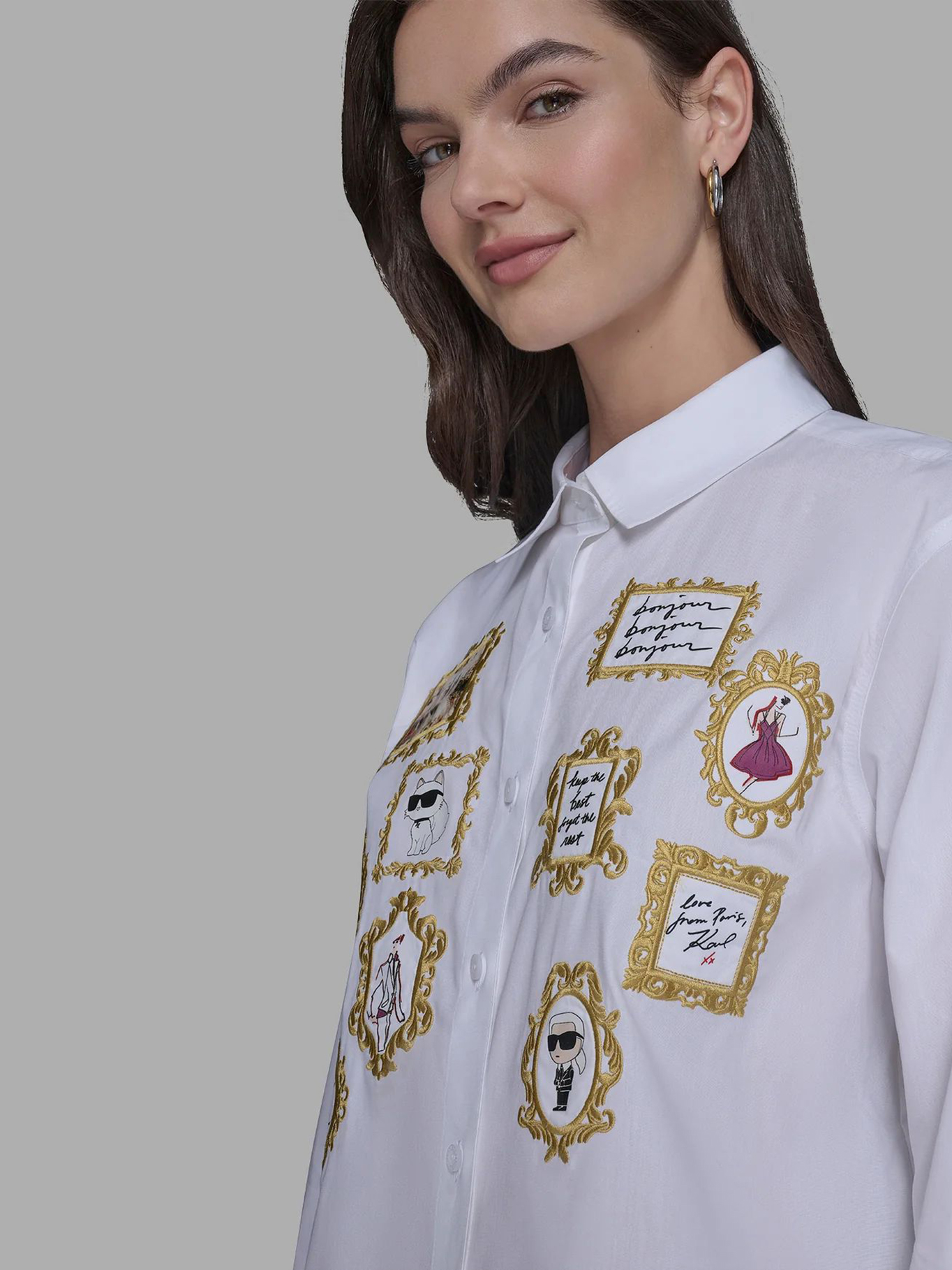 CAMISA DE MANGA LARGA CON ESTAMPADO DE RETRATOS DE KARL & CHOUPETTE - 5