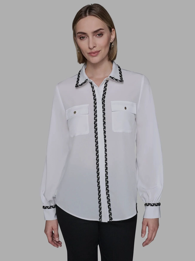 CAMISA DE MANGA LARGA CON DETALLES TEXTURIZADOS - 1