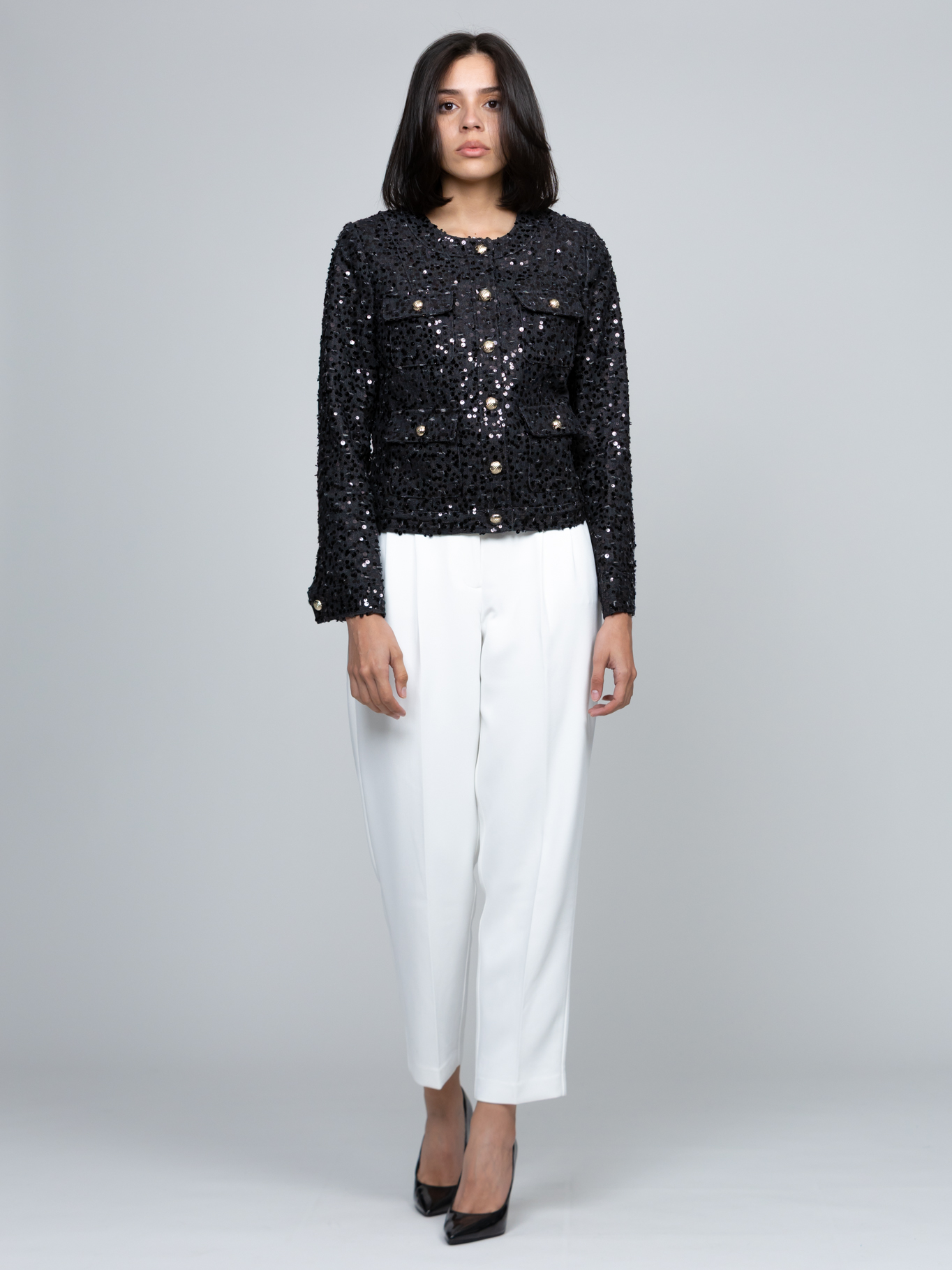 CHAQUETA DENIM CROPPED CON LENTEJUELAS - 2