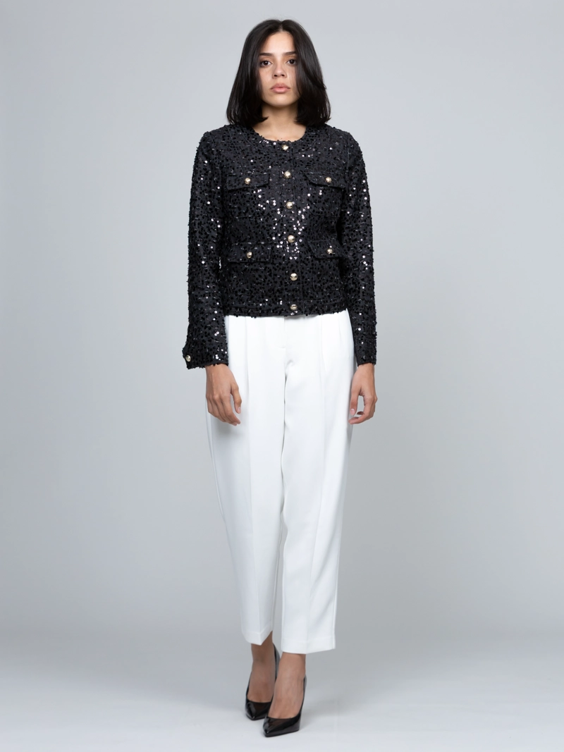 CHAQUETA DENIM CROPPED CON LENTEJUELAS - 2