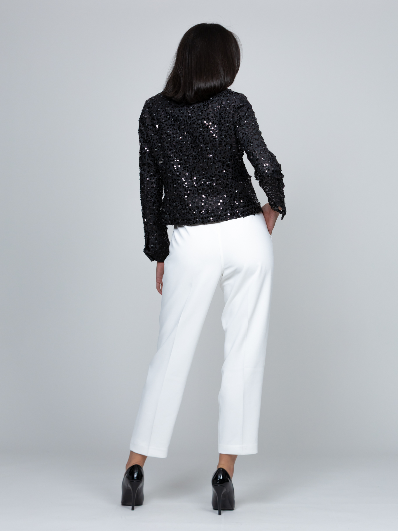 CHAQUETA DENIM CROPPED CON LENTEJUELAS - 3