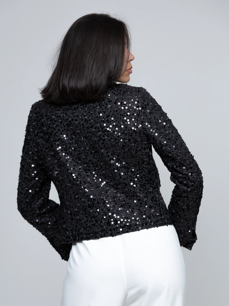 CHAQUETA DENIM CROPPED CON LENTEJUELAS - 4