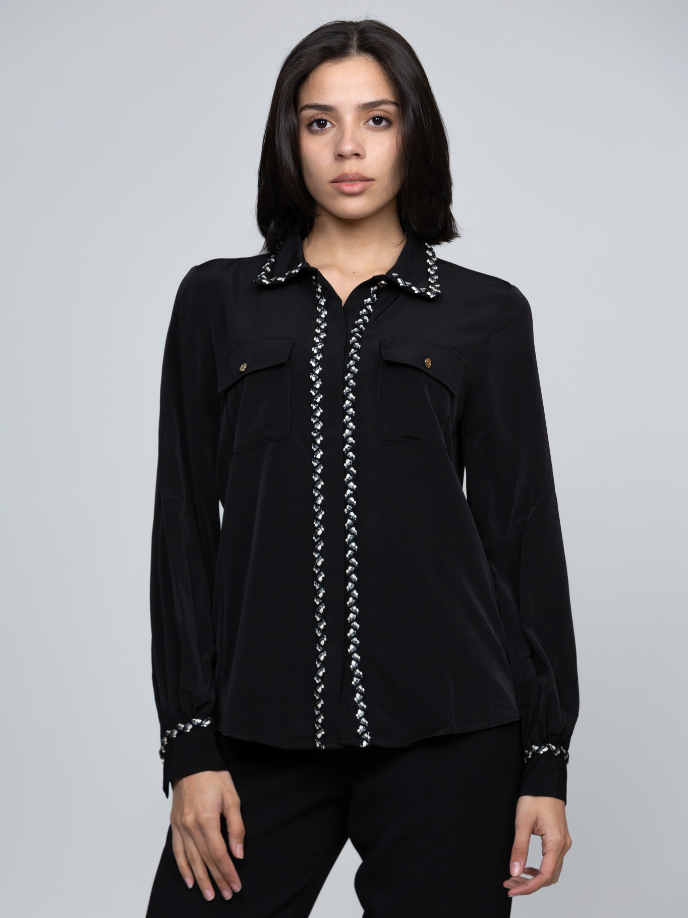 CAMISA DE MANGA LARGA CON DETALLES TEXTURIZADOS - 1