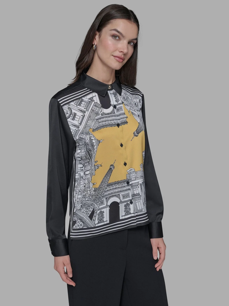CAMISA DE MANGA LARGA CON ESTAMPADO FRONTAL DE CIUDAD - 1