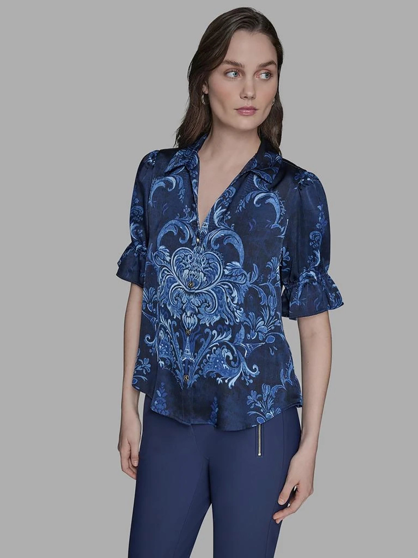 CAMISA ESTAMPADA DE MANGA CORTA CON BOTONES - 1