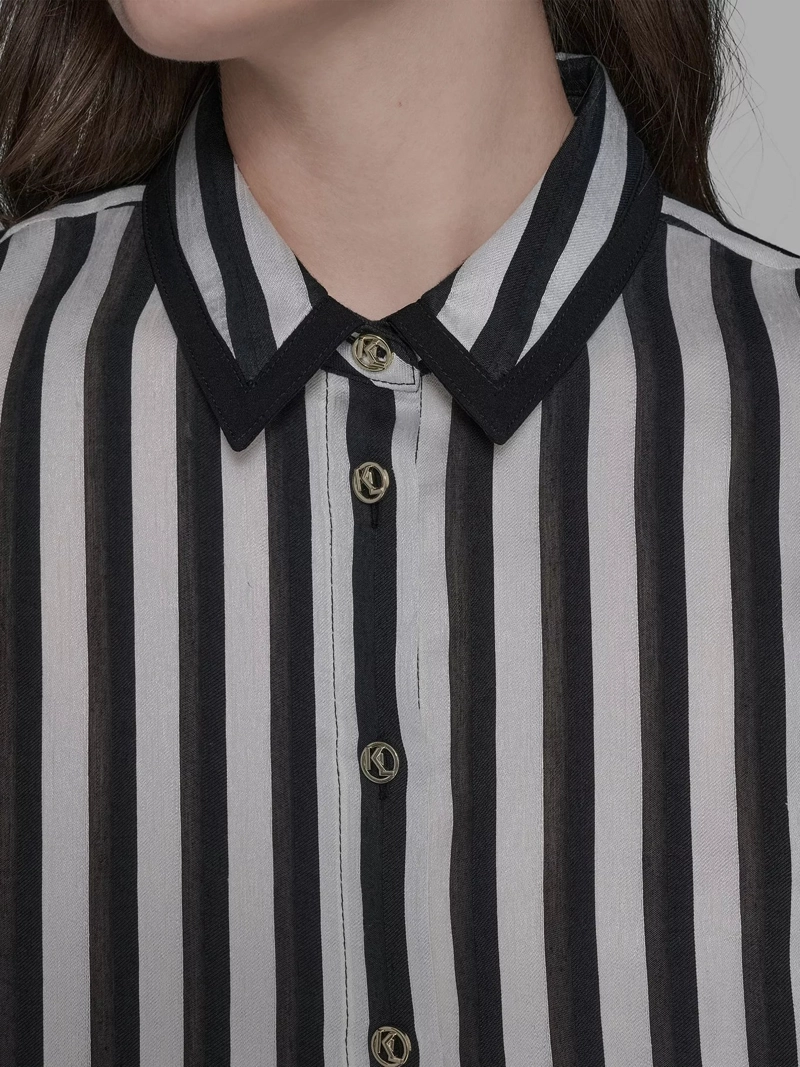 CAMISA MANGA LARGA CON PATRON DE RAYAS Y BOLSILLOS FRONTALES - 5