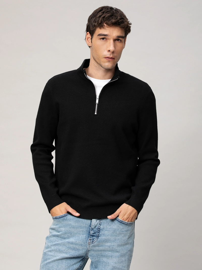 SWEATER CON CIERRE DE UN CUARTO - 1