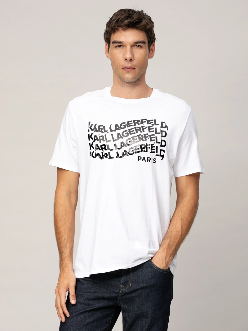 POLERA CON ESTAMPADO GRAFICO DE LOGO EN EFECTO OLA - 1