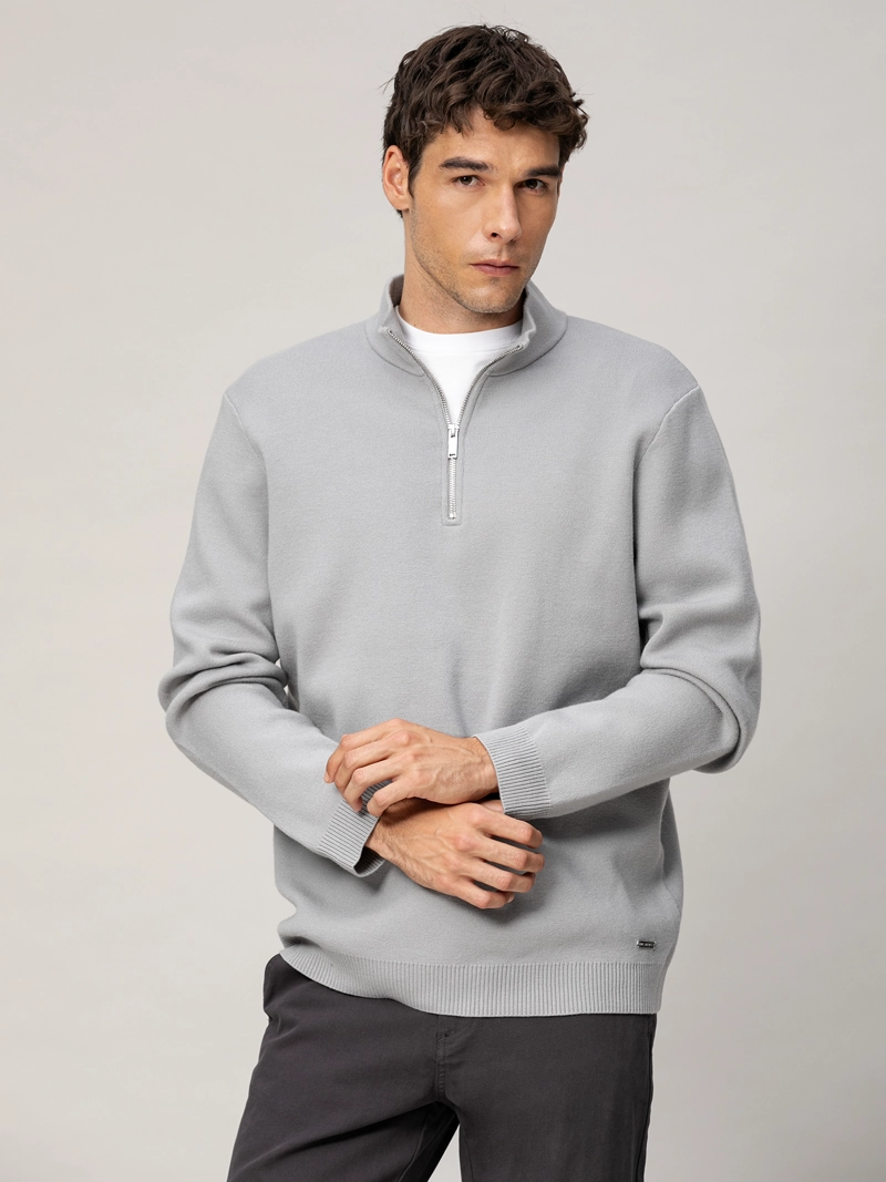 SWEATER CON CIERRE DE UN CUARTO - 1