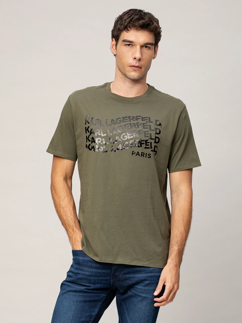 POLERA CON ESTAMPADO GRAFICO DE LOGO EN EFECTO OLA - 1