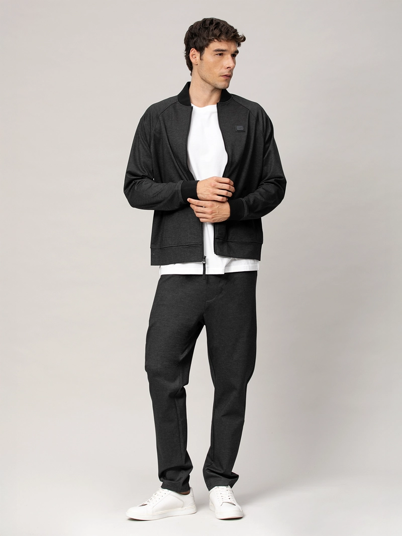 CHAQUETA BOMBER JASPEADA CON CREMALLERA - 2