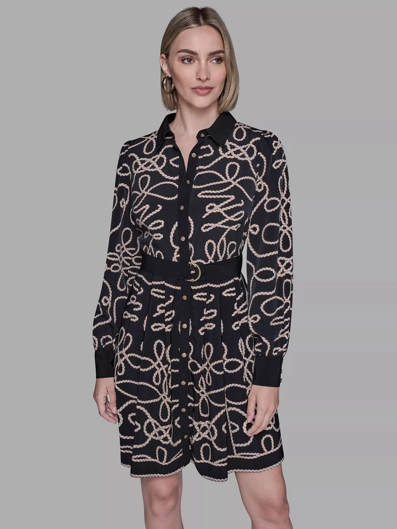 VESTIDO ESTAMPADO CON BAJO PLISADO - 1