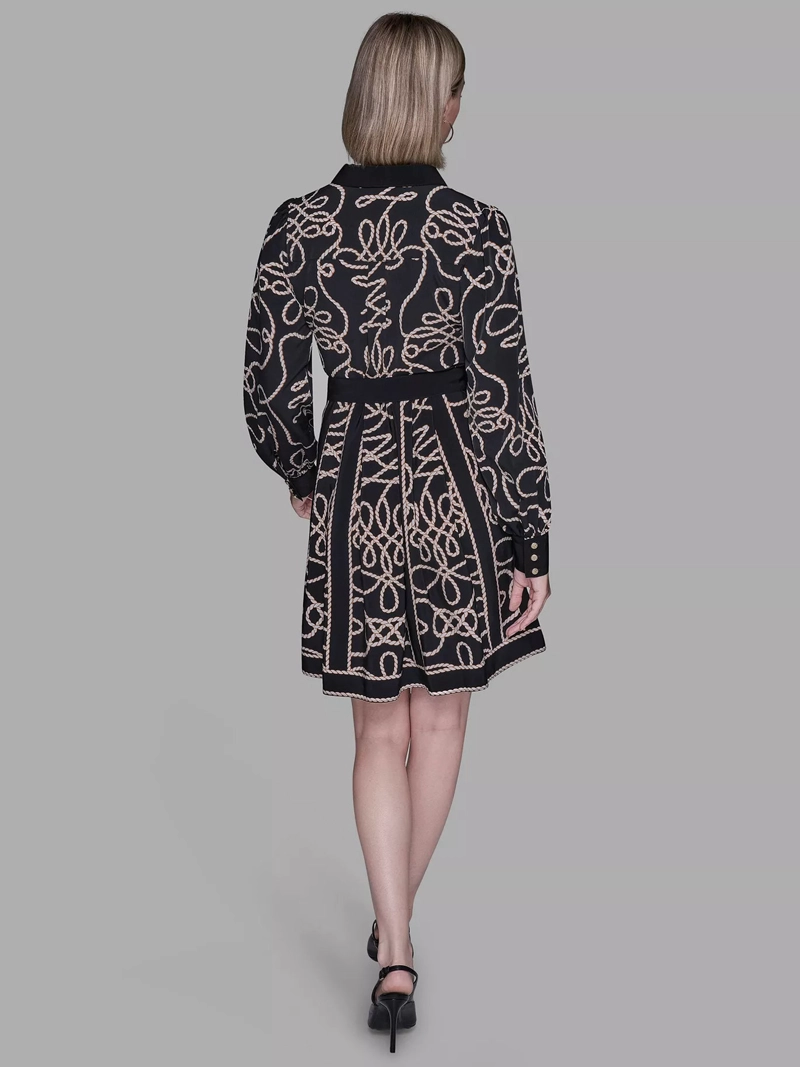 VESTIDO ESTAMPADO CON BAJO PLISADO - 3