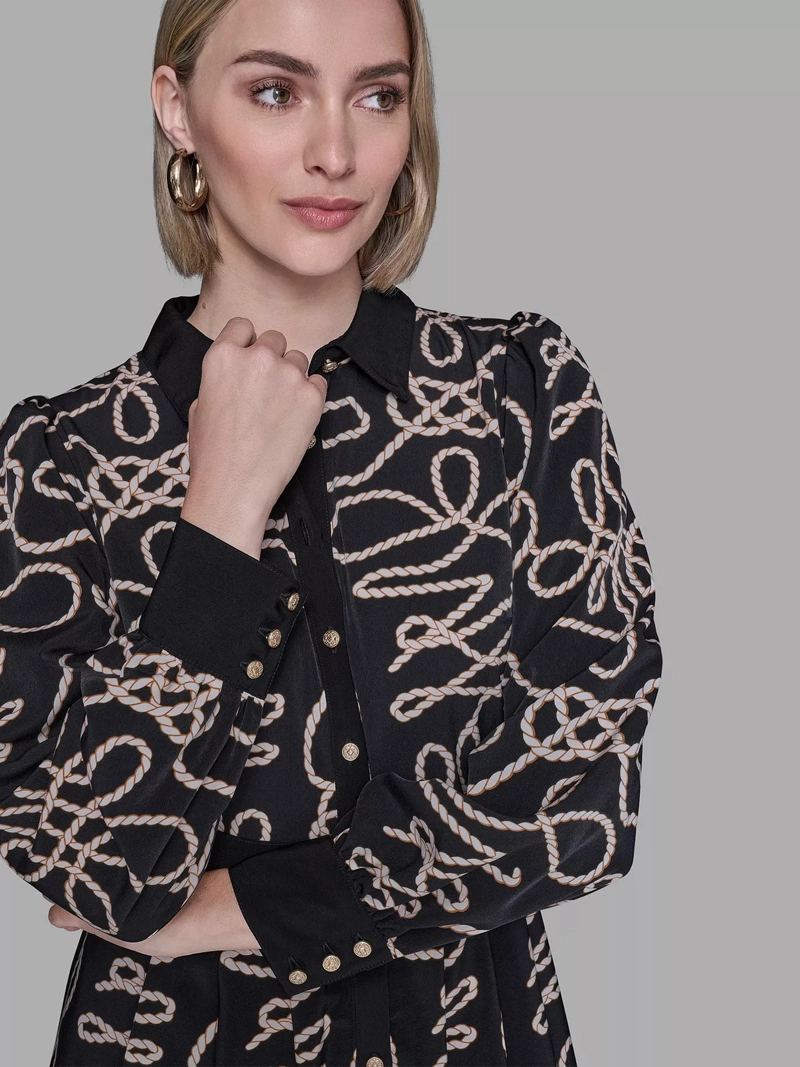 VESTIDO ESTAMPADO CON BAJO PLISADO - 4