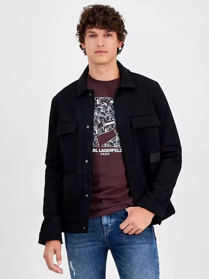 CHAQUETA TIPO SOBRECAMISA EN SARGA CON CREMALLERA OCULTA - 1