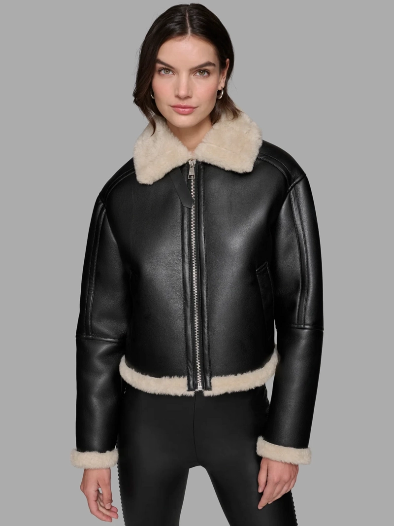 CHAQUETA CORTA DE CUERO SINTE TICO CON CREMALLERA FRONTAL - 4