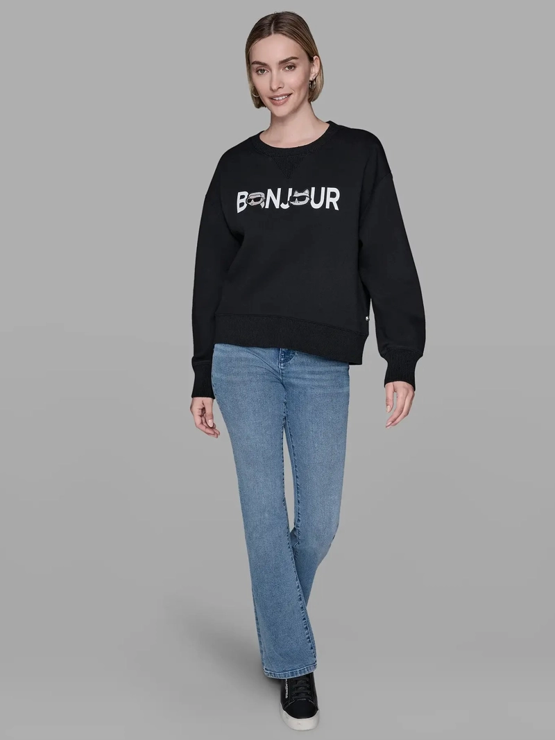 POLERON DE FELPA CON ESTAMPADO BONJOUR CON KARL Y CHOUPETTE - 2