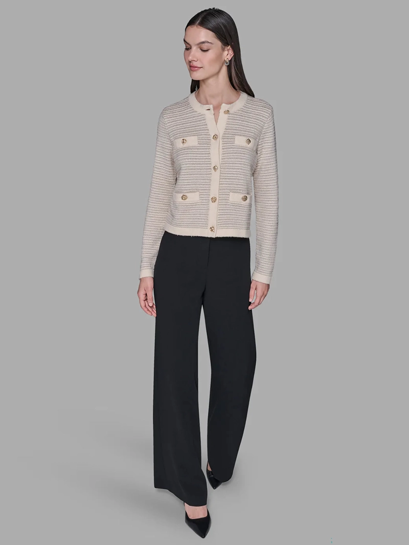CARDIGAN ESTAMPADO CON BOLSILLOS Y BOTONES DECORATIVOS - 2
