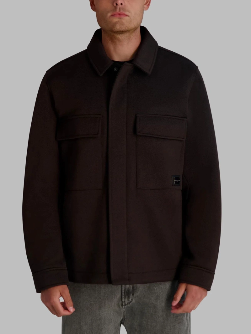 CHAQUETA TIPO SOBRECAMISA EN SARGA CON CREMALLERA OCULTA - 1