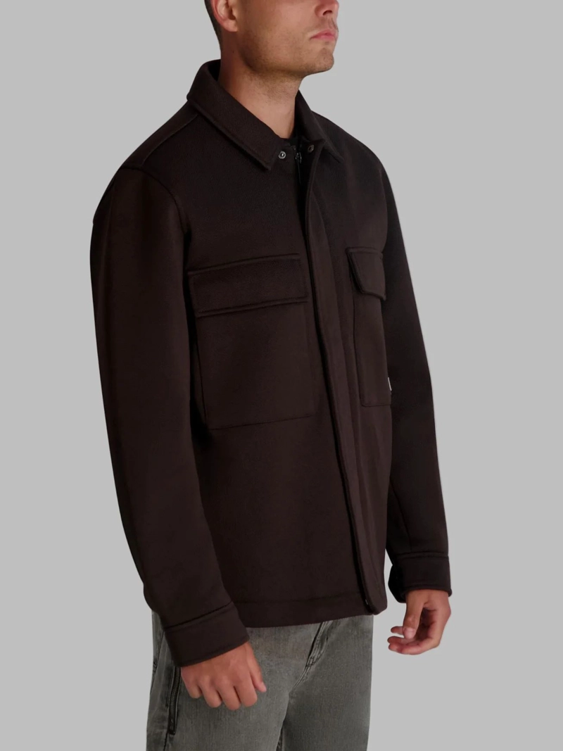 CHAQUETA TIPO SOBRECAMISA EN SARGA CON CREMALLERA OCULTA - 4
