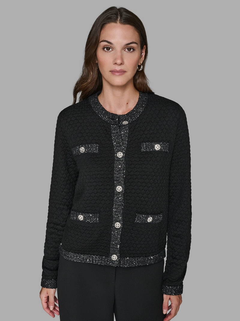 CARDIGAN DE LANA CON BOLSILLOS Y BOTONES DECORATIVOS - 1