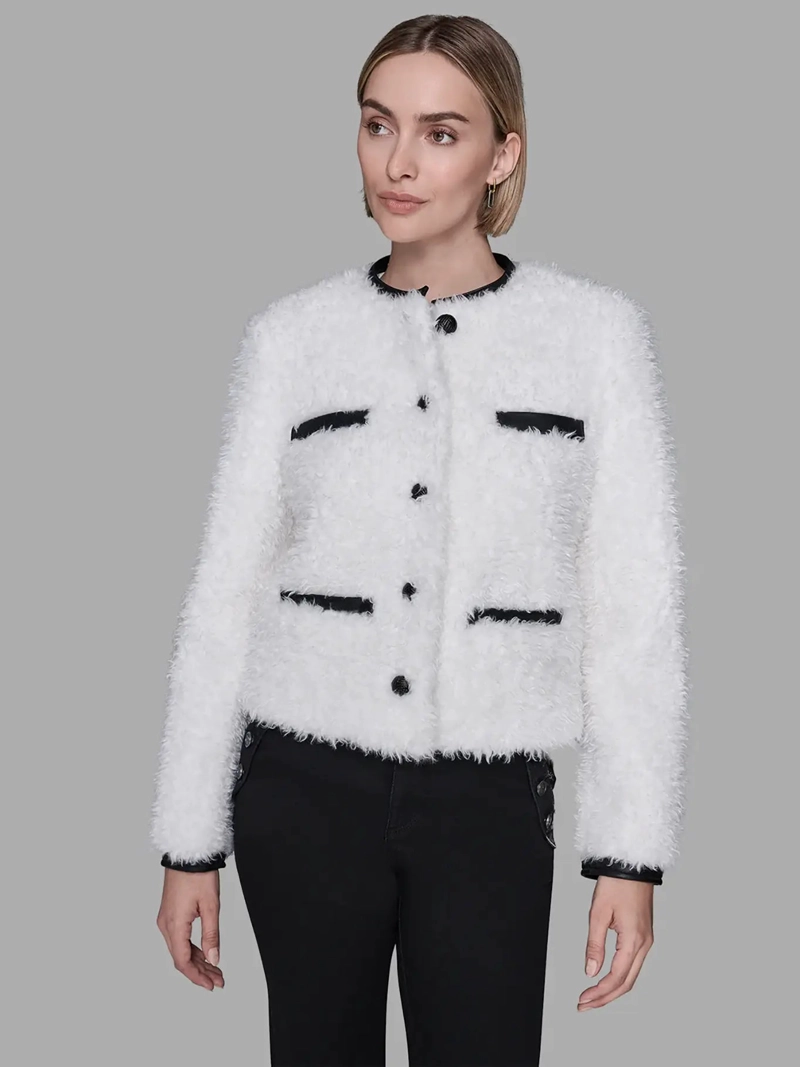 CHAQUETA DE CUERO SINTE TICO CON FORRO DE BORREGUITO - 1
