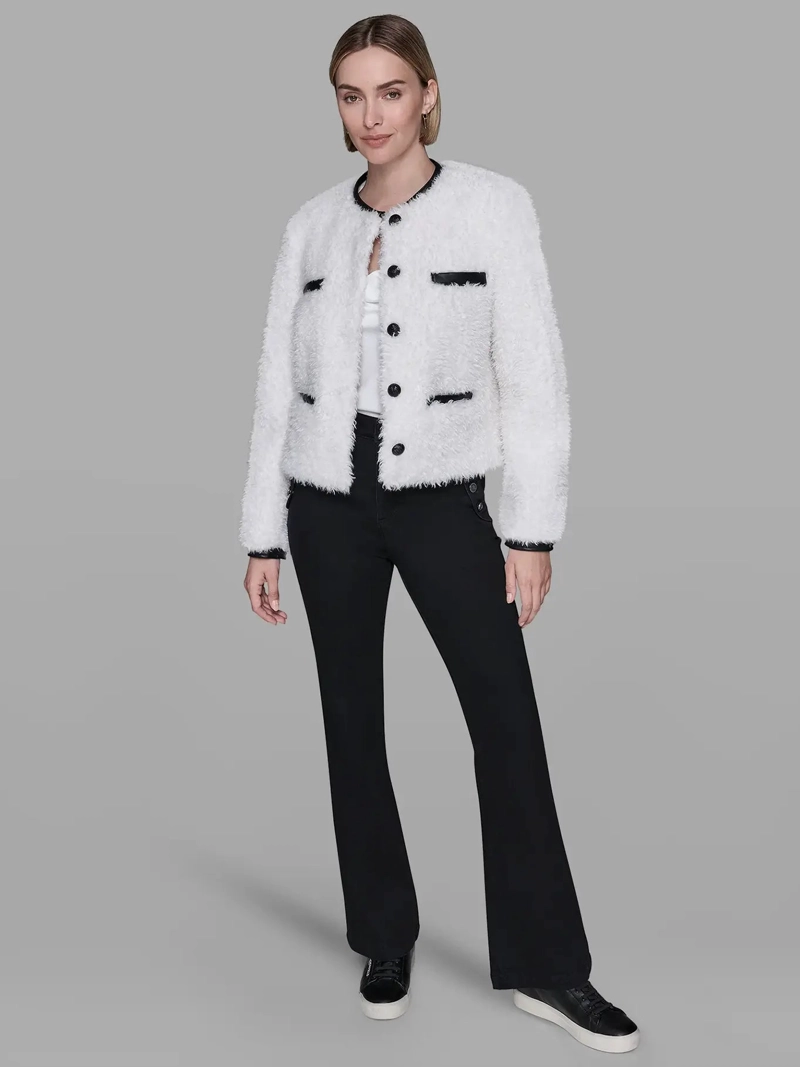 CHAQUETA DE CUERO SINTE TICO CON FORRO DE BORREGUITO - 2