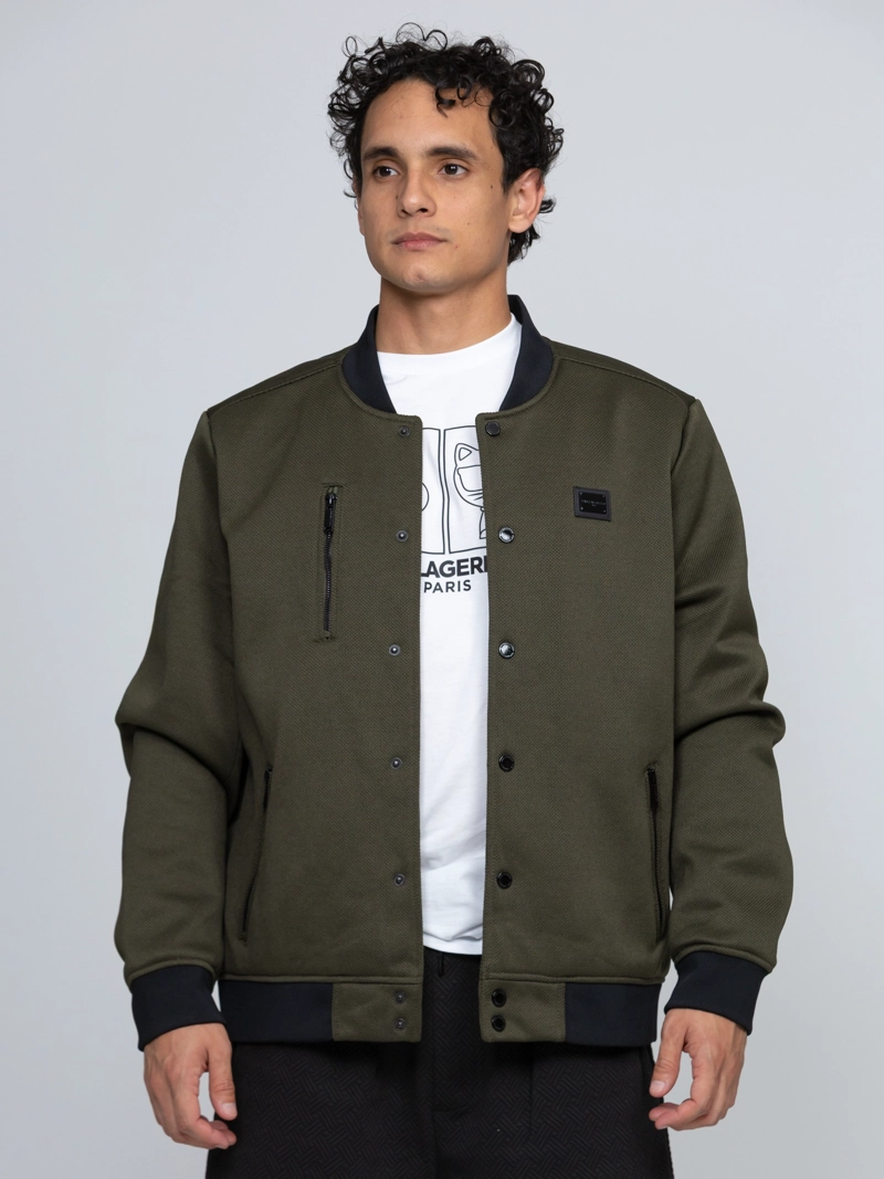 CHAQUETA VARSITY CON DETALLES DE CREMALLERA - 1
